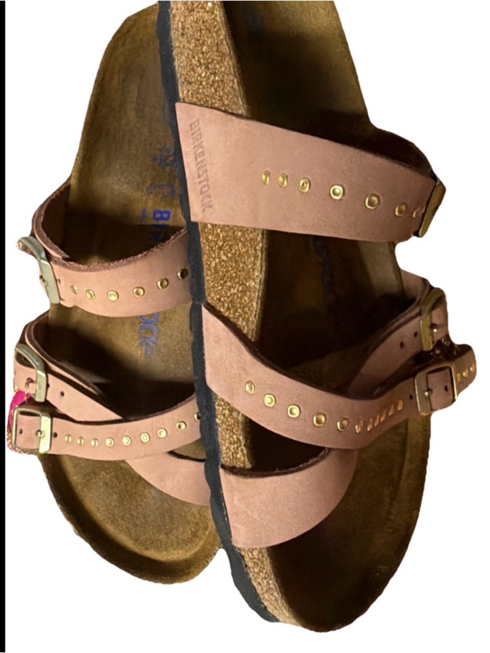 Birkenstock Old Rose Studded Triple Strap Buckle Sandals - Picture 5 of 16